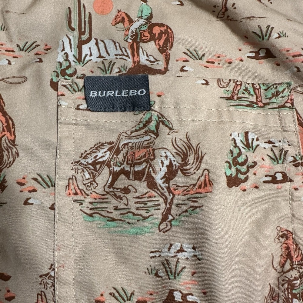 Burlebo Cowboy Up Performance Polo Shirt AOP Rodeo Western Mens M Casual - Picture 7 of 11